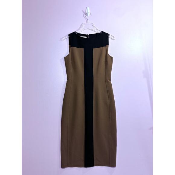 Michael Kors Collection Midi Dress in Tan & Black Size 4 - Picture 1 of 3